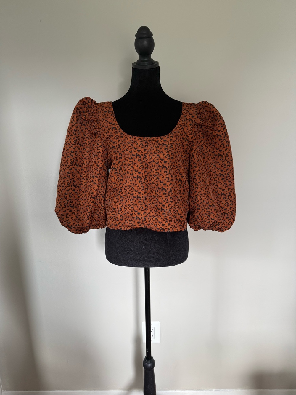 Levi's Rust Leopard-Print Puff Sleeve Blouse